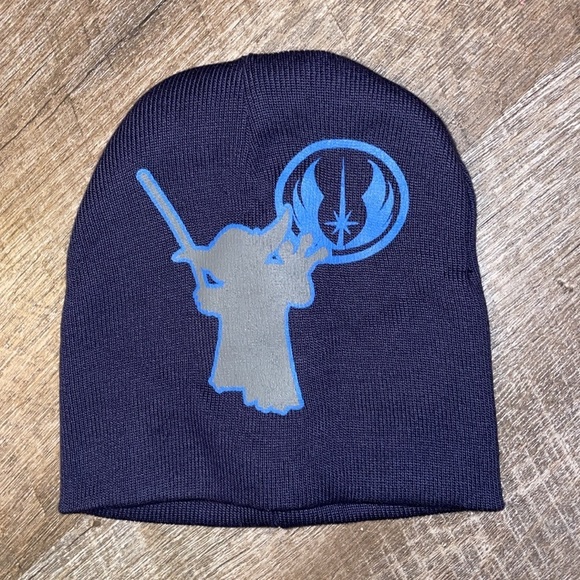 Star Wars Navy Knit Yoda Jedi Graphic Beanie Hat size boys 18 (XXL) - Picture 1 of 14